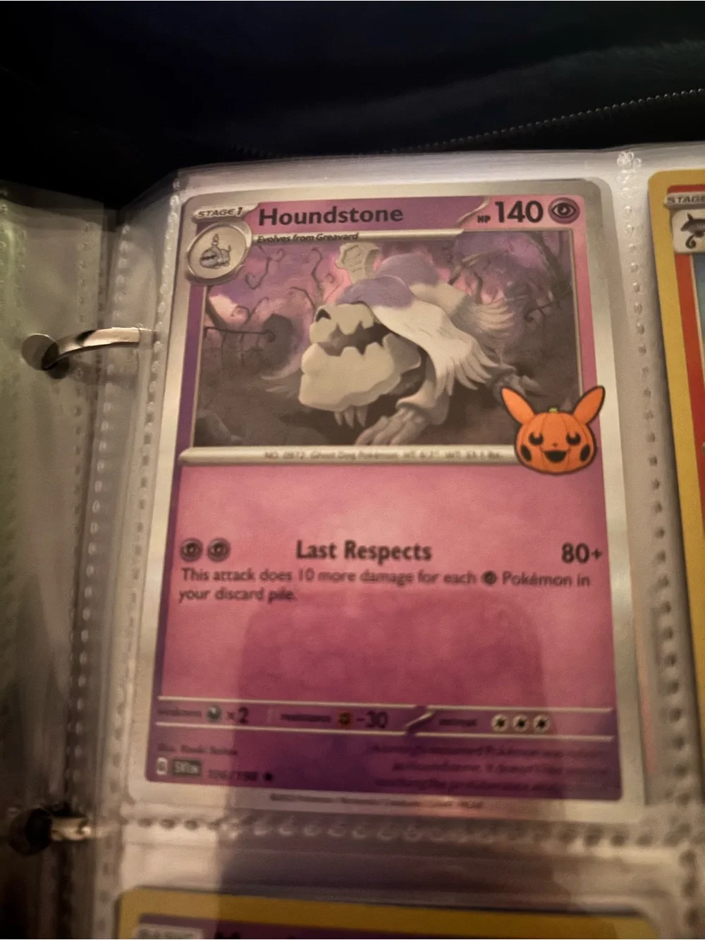 Pokemon Houndstone Trading Card Pink Purple
